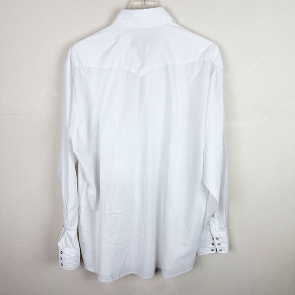 Vintage Panhandle Mens Bib Slim White Rodeo Western Shirt Pearl Snap XL - Picture 5 of 6